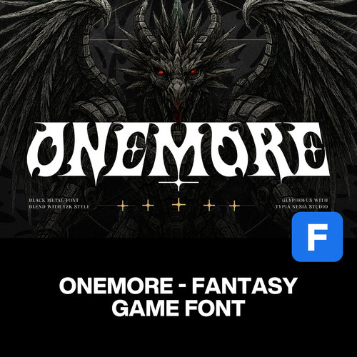 Onemore潮流重金属摇滚朋克Y2K前卫暗黑游戏海报装饰艺术英文字体