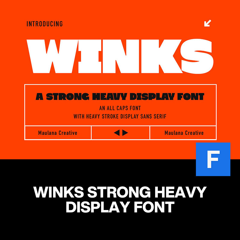 winks时尚趣味粗体字大字报海报标题宣传标语无衬线英文字体包