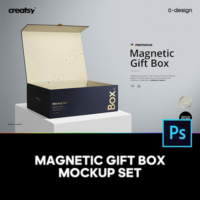 长方形磁吸翻盖礼盒纸盒产品包装设计贴图ps样机素材展示效果模板