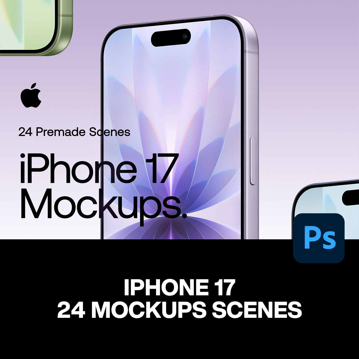 24款iPhone 17苹果手机广告海报ui设计作品展示效果图ps样机素材