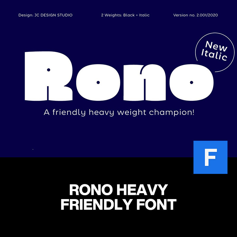 rono潮流复古趣味可爱粗体字品牌logo海报pop标题卡通英文字体包