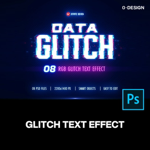 8款未来科幻酷炫抖音故障风特效logo海报标题字体ps样机素材模板