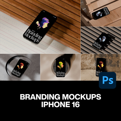 6款工业风iPhone 16手机App应用UI设计作品场景展示效果图ps样机