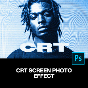 潮流复古单色CRT显示器摩尔纹低保真像素图像照片ps特效样机模板