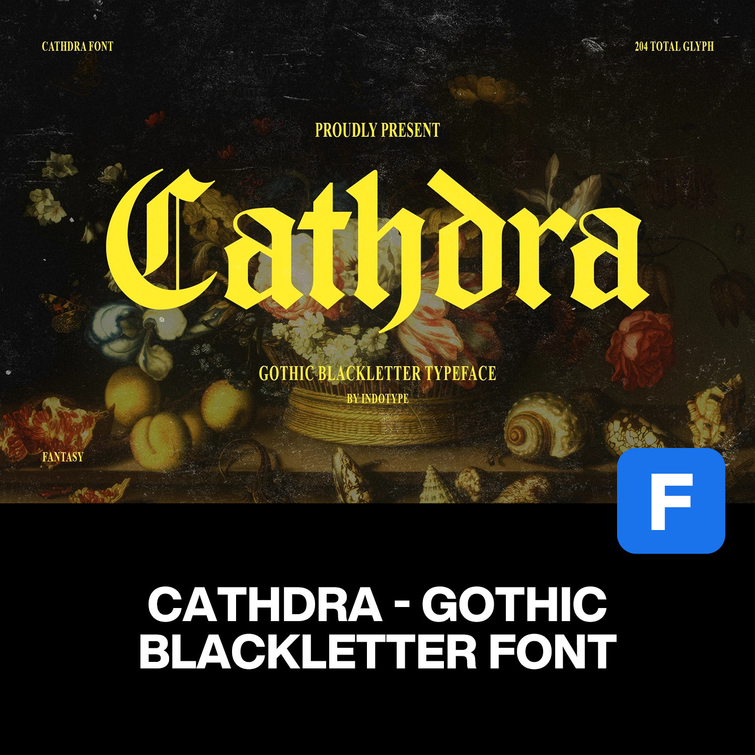Cathdra复古潮流哥特朋克摇滚刺青纹身啤酒标签装饰艺术英文字体