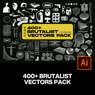 415款野蛮主义潮流复古曼陀罗网格几何图形包装图标ai素材合集