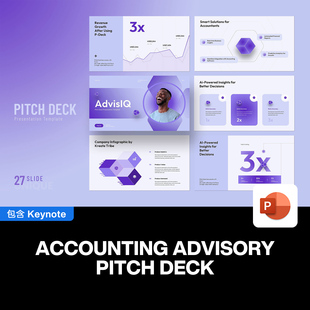 28页紫色会计顾问服务解决方案金融案例数据分析总结汇报ppt模板