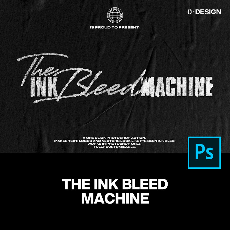 逼真复古做旧水墨书写喷墨印章磨损特效ps动作插件设计素材模板