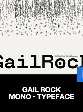 7字重Gail Rock复古打字机编程标签收据等宽无衬线英文字体家族