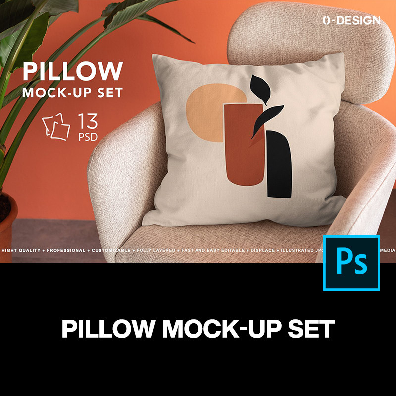 抱枕腰靠枕头靠垫印花图案设计贴图ps样机素材场景展示效果模板