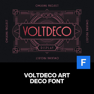 4款Voltdeco现代艺术artdeco工业装饰机械几何极简标题英文字体包