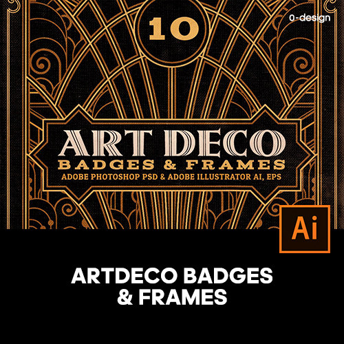 10款经典Art Deco机械几何装饰边框海报设计背景底纹ai素材源文件