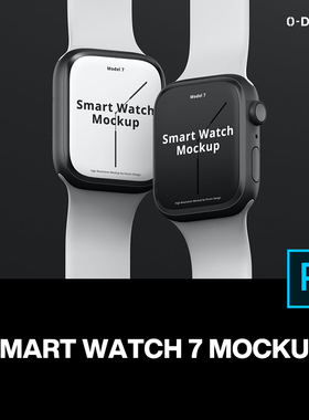 苹果 Apple Watch 7代智能手表ui界面设计贴图ps样机素材展示模板