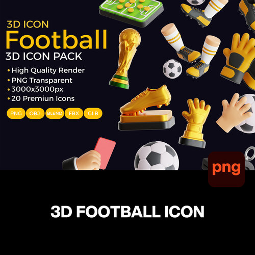 20款3D立体卡通足球世界杯运动体育比赛icon图标png免抠图片素材