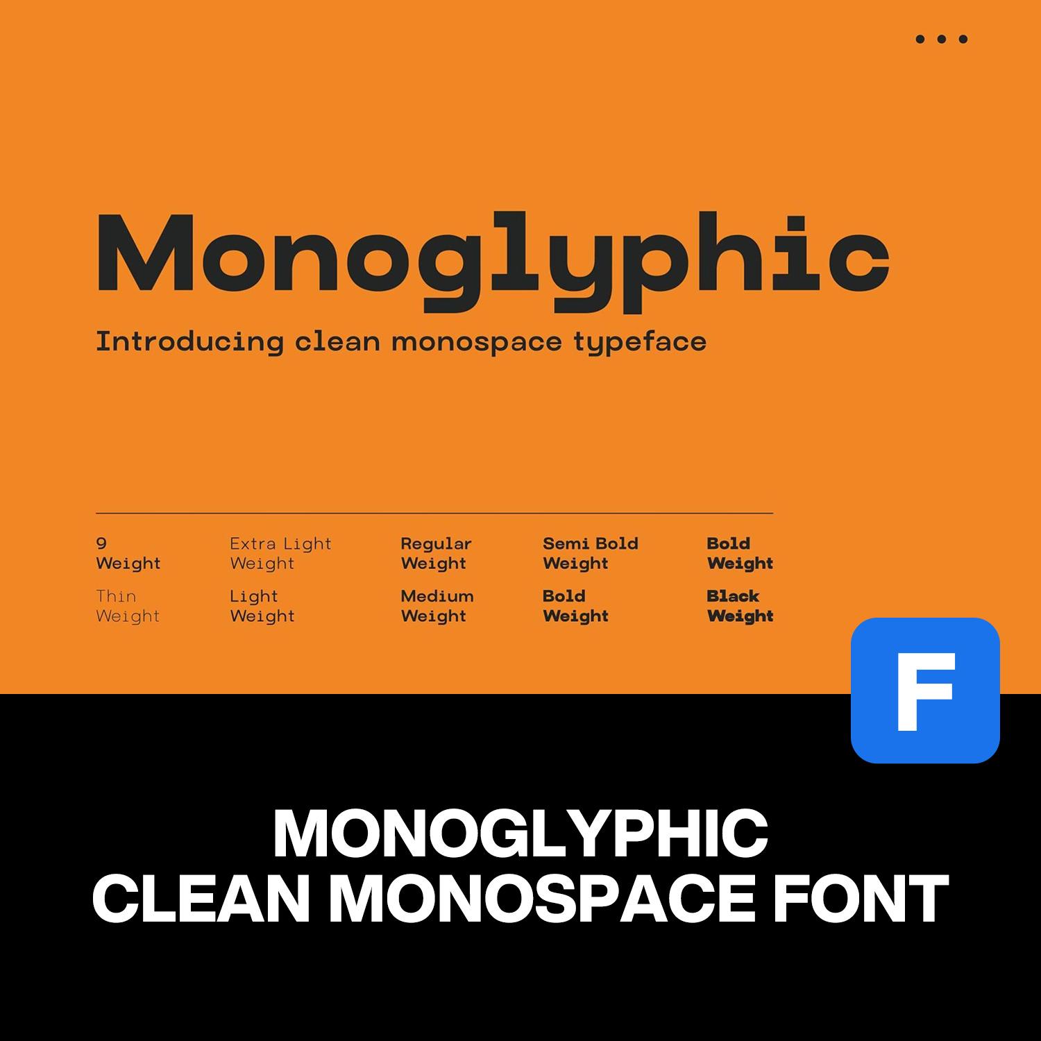 9字重Monoglyphic现代简约广告海报标题等宽无衬线英文字体家族