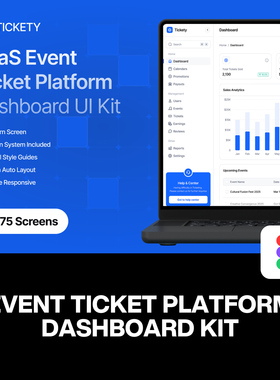 75屏活动路演票务SaaS平台后台仪表盘数据管理系统UI界面设计模板