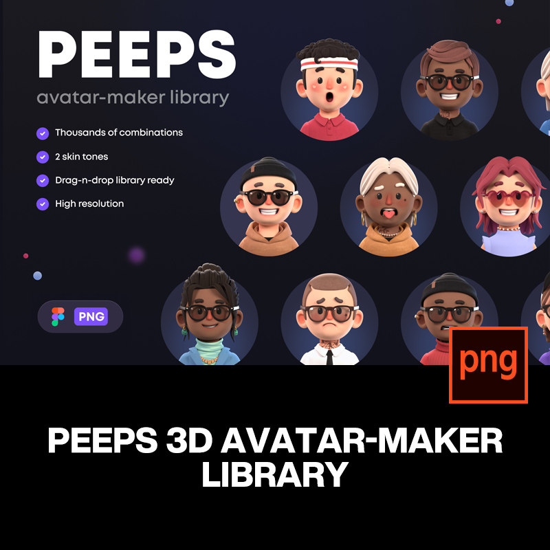 21款高清时尚潮流3d立体卡通男生女生人物头像png免抠图片素材