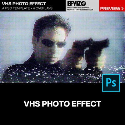 复古怀旧VHS老式录像带故障风图像照片滤镜ps样机素材特效模板