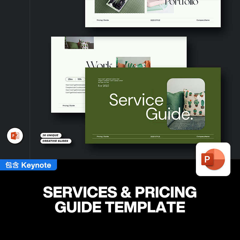 36页简约时尚品牌手册团队介绍营销方案作品集提案ppt演示模板