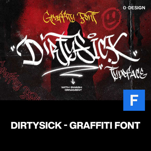 Dirtysick潮流街头嘻哈涂鸦潮牌logo酒吧夜店DJ海报标题英文字体