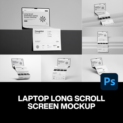 8款Macbook笔记本电脑网页网站长页面UI设计作品展示效果图PS样机