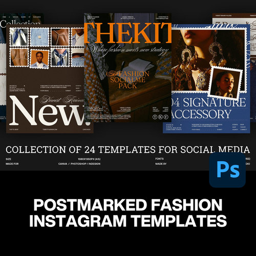 24屏经典复古怀旧邮票主题ins公众号推文封面排版设计ps版式模板