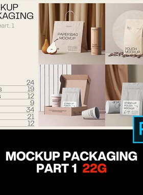 22款质感莫兰迪品牌VI产品包装设计贴图ps样机素材场景展示模板