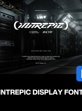 INTREPIC复古未来科幻机能科技广告海报封面标题无衬线英文字体包