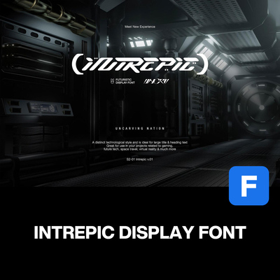 INTREPIC复古未来科幻机能科技广告海报封面标题无衬线英文字体包