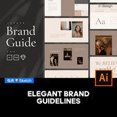 43页优雅极简裸色轻奢时尚 素材模板 式 品牌VI指导手册设计排版 ai版