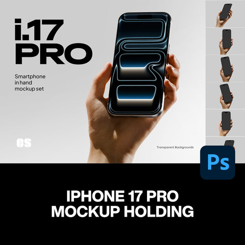 7款手持iPhone 17苹果手机App应用UI设计作品展示效果图ps样机