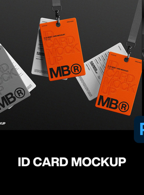 4款工业风ID工作证胸牌入场通行证门禁卡设计展示效果图ps样机