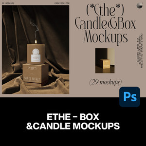 29款高级侘寂风蜡烛香薰礼盒包装设计作品展示效果图ps样机合集