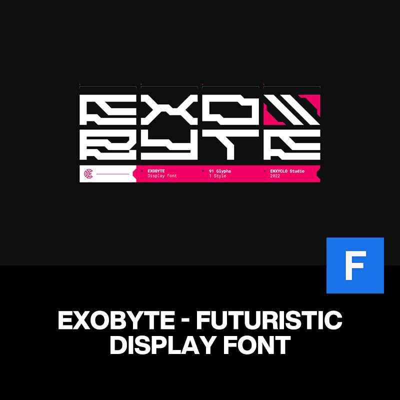exobyte潮流科幻未来主义赛博朋克机能潮牌logo海报标题英文字体