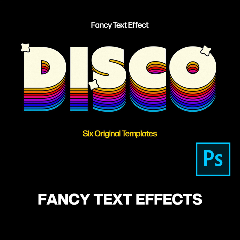 6款时尚潮流彩虹3d叠字文创潮牌海报标题字体设计ps样机特效模版