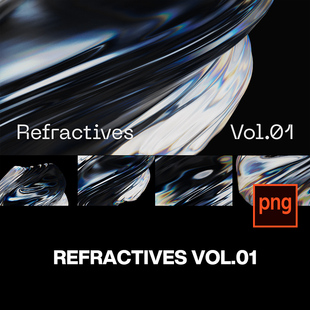 25款科幻抽象艺术扭曲折射透明玻璃水晶背景底纹png免抠图片素材