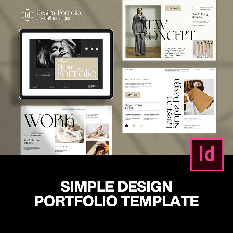 24页现代极简设计师简历作品集杂志画册手册排版设计id版式模板