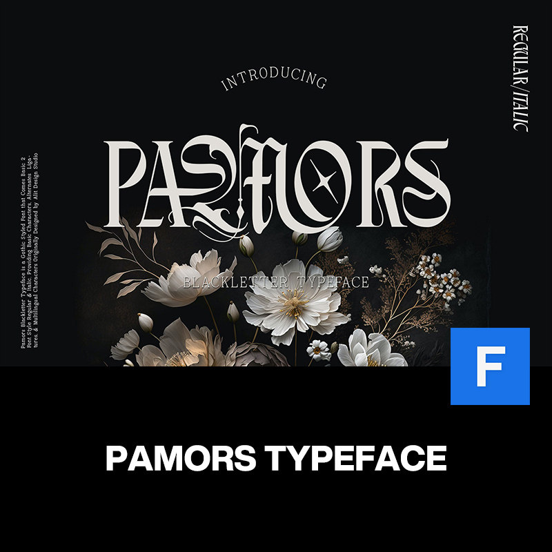 pamors潮流暗黑哥特重金属摇滚街头潮牌标识海报标题装饰英文字体