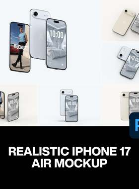 11款苹果iPhone 17 Air手机广告海报UI设计作品展示效果图ps样机