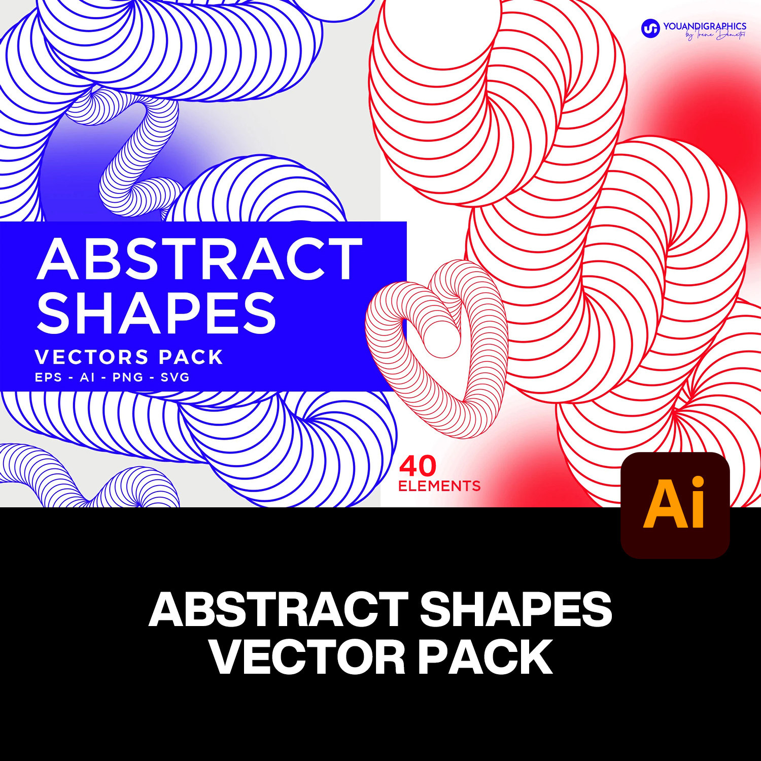 40款3D立体圆环扭曲潮流抽象艺术创意海报几何图形ai矢量设计素材
