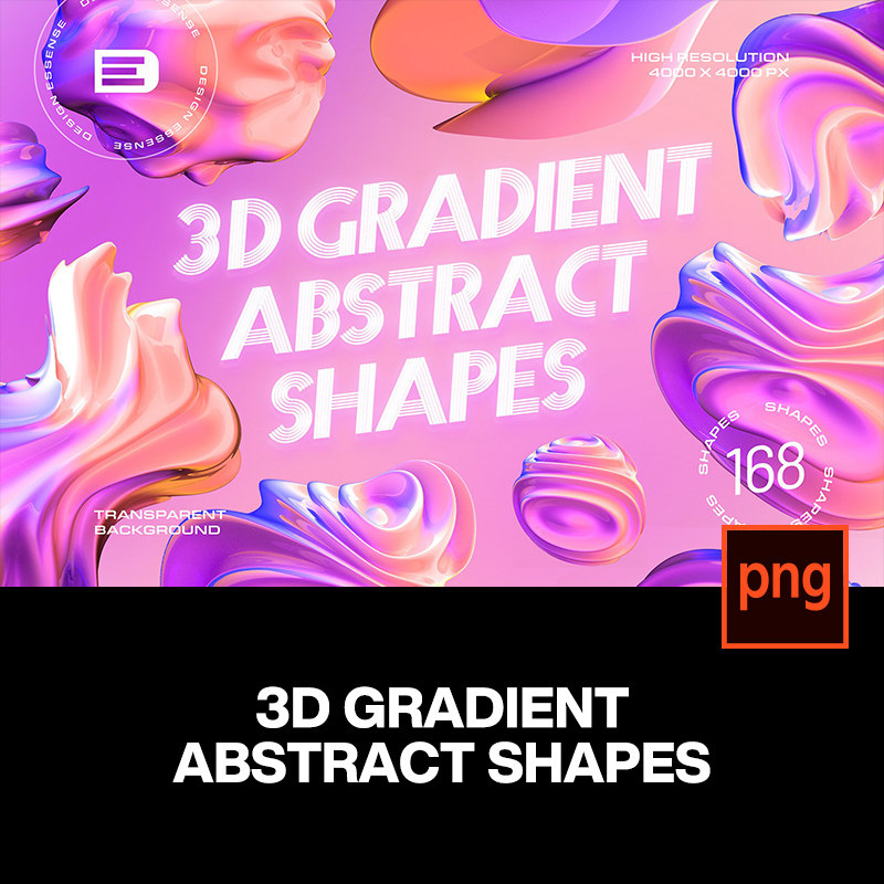 168款3D立体扭曲渐变抽象艺术几何图形海报背景png免抠图片素材