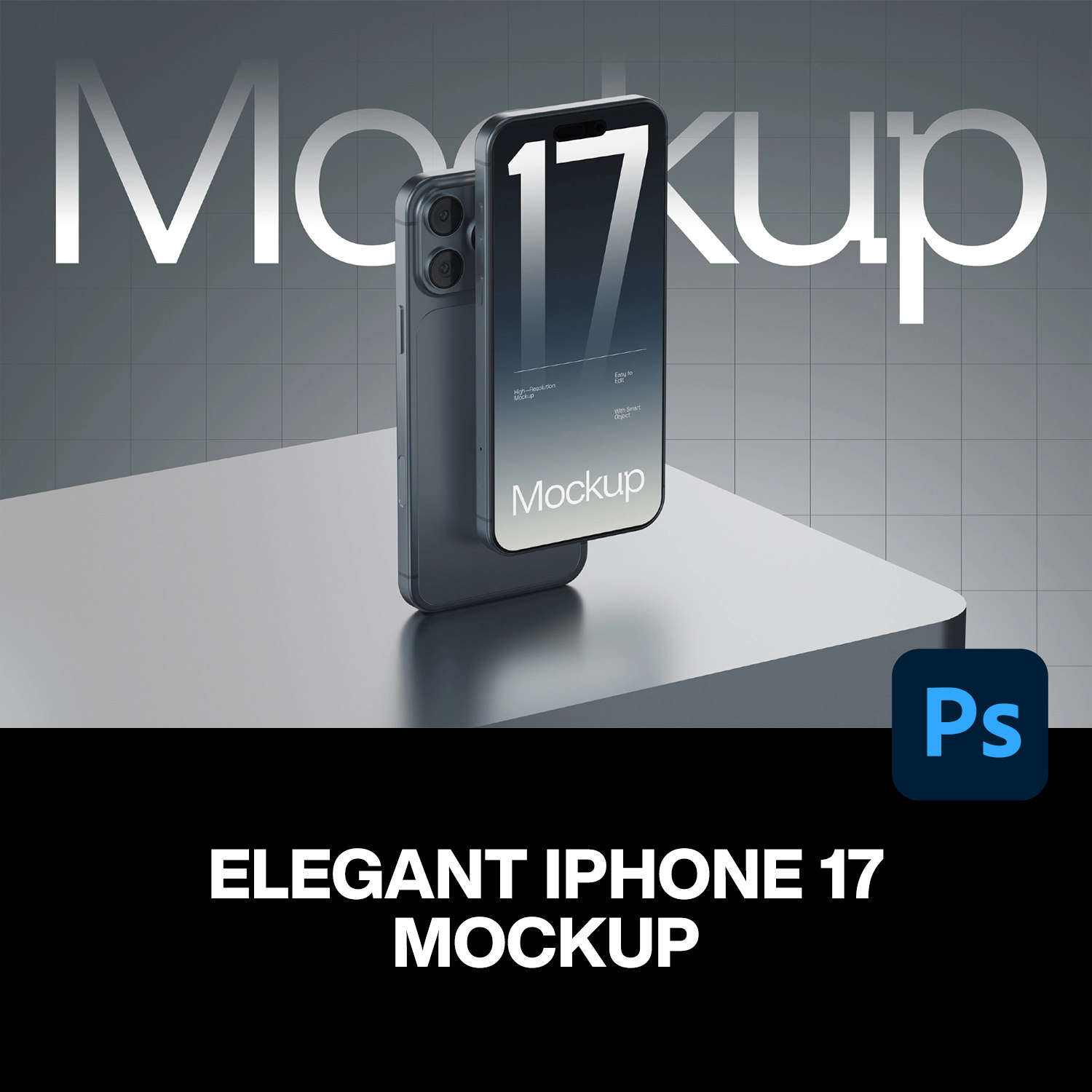 极简工业风iPhone 17 Pro手机广告UI设计作品展示效果图ps样机