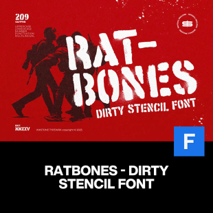 Ratbones潮流复古美式街头军事风涂鸦喷漆服装海报标题英文字体包