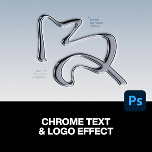 潮流时尚未来科技液态金属镀铬立体字商标Logo图形字体ps特效样机