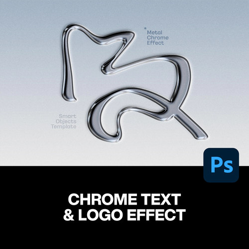 潮流时尚未来科技液态金属镀铬立体字商标Logo图形字体ps特效样机