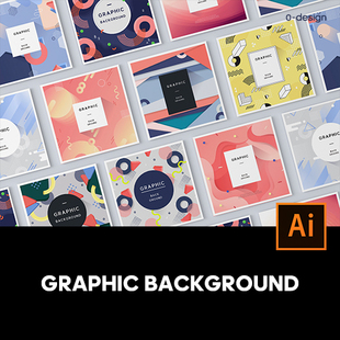 10款 炫彩创意抽象孟菲斯几何正方形封面海报设计矢量素材源文件