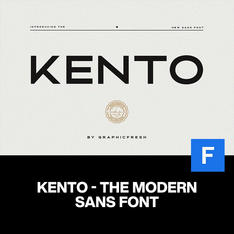 3款kento现代极简时尚粗体字品牌logo海报杂志封面标题英文字体包
