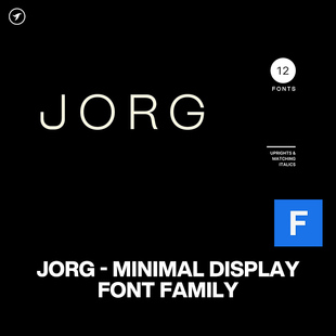 12款 JORG现代极简logo标识海报画册封面标题无衬线英文字体家族