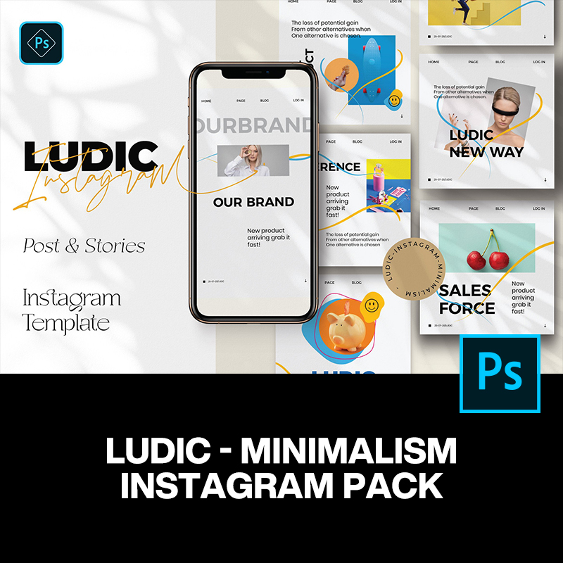 现代时尚极简炫彩ins风新媒体公众号排版设计ps版式素材源文件