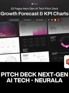 25页紫色商业科技公司AI人工智能技术提案图表数据分析ppt模板